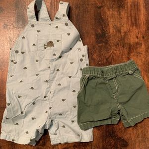Toddler summer overalls and shirts bundle